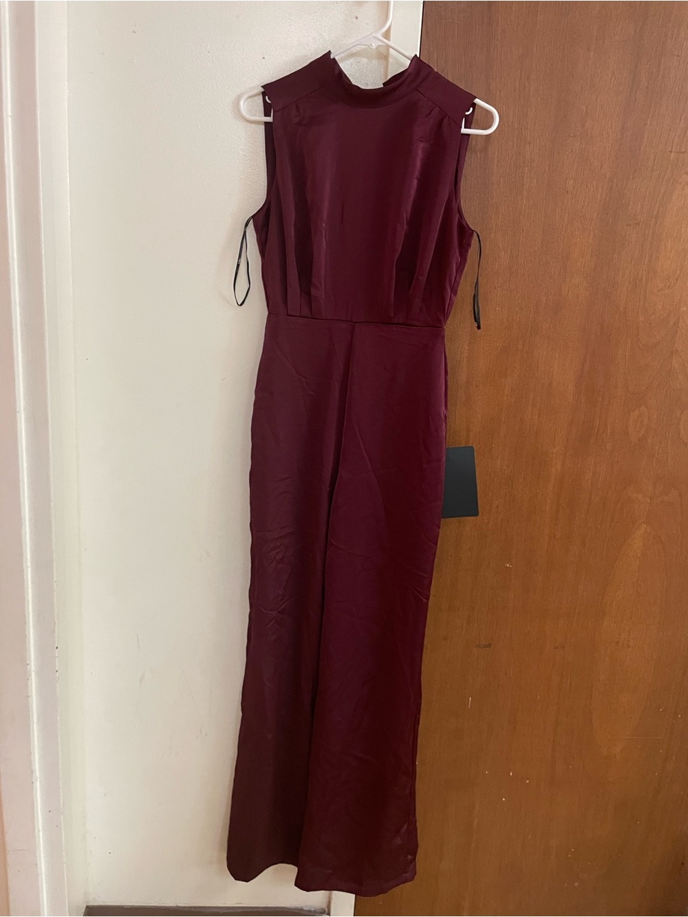 Lulu's Sleeveless Wine Red High-Neck Jumpsuit